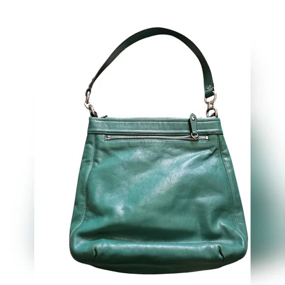 Coach Green Leather Women's Shoulder Bag Purse - Picture 3 of 7